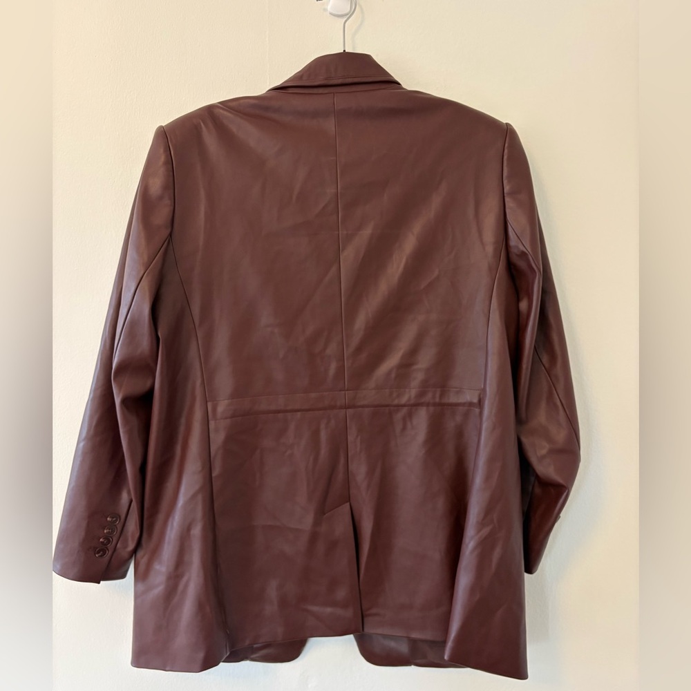 Express Brown Leather Blazer Jacket - image 2